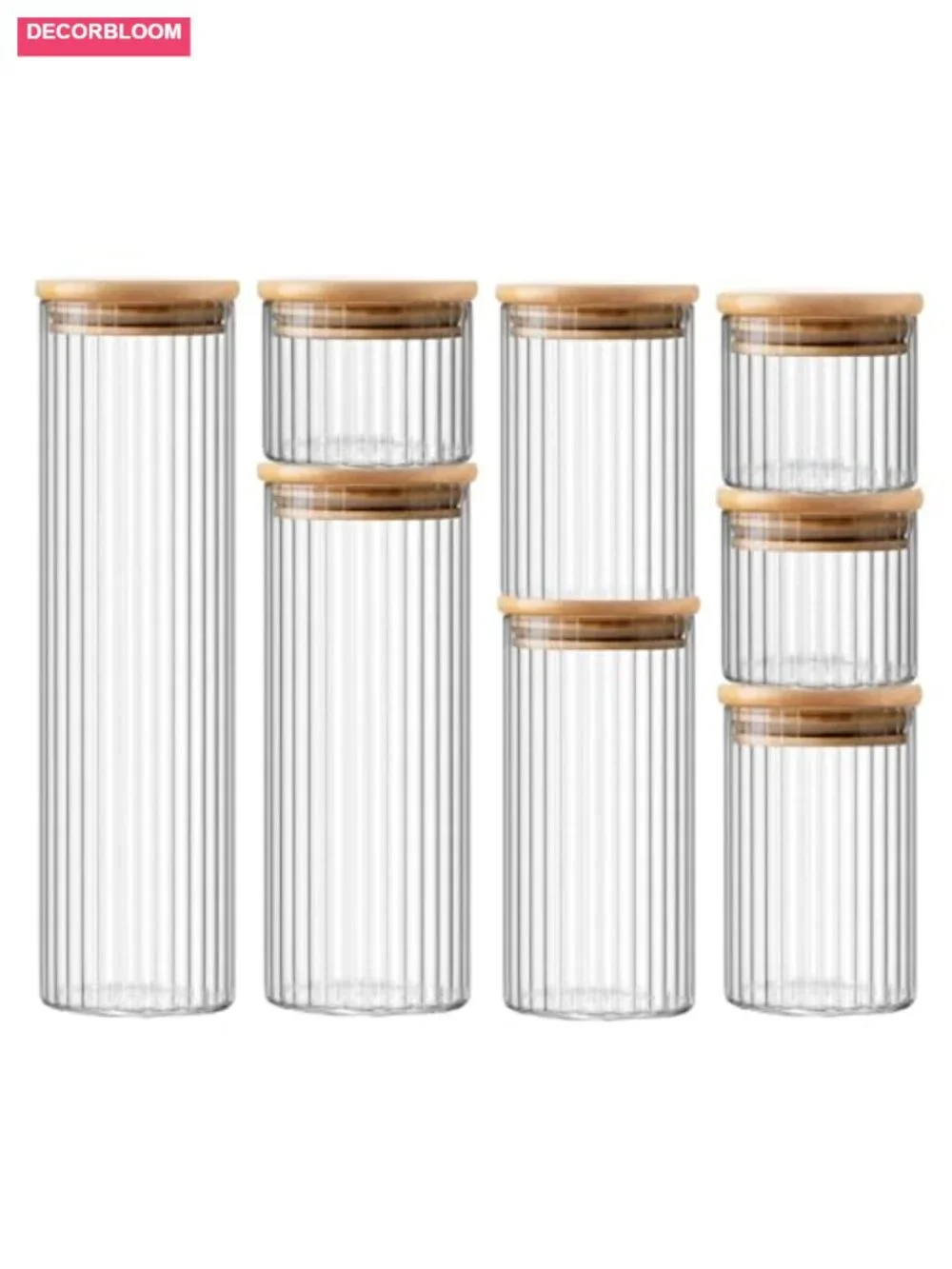 Glass Jars with Bamboo Lids - Airtight Food Canisters, Stackable Kitchen